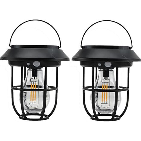 Lot de 2 Lampe solaire de jardin rétro – IP55 étanche, à enfoncer dans le sol – Design vintage, allumage automatique – Idéale pour allée, terrasse et massif (1/5)