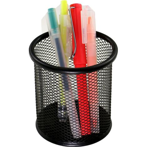 (4 Stück) Pot a Crayon, Porte-stylo Round en Metal, Pot a Crayon Multifonctionnel Grande Capacité, Organisateur de Bureau pour la Maison, Noire (1/5)