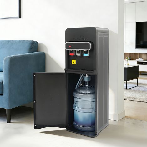 YISSALE-Elektrischer Wasserspender mit 19-Liter-Fassungsvermögen (Warm- und Kaltwasser), Standmodell, mit unten angeordnetem Tank und Befüllung von unten, schwarz (1/5)