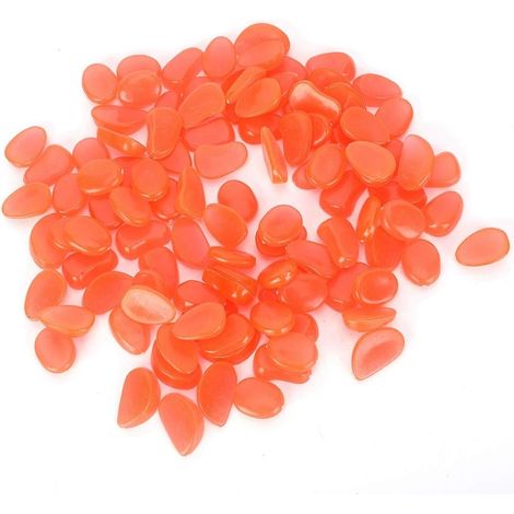 100 galets lumineux fluorescents pour la décoration de jardin, cour, aquarium et aménagement paysager intérieur (rouge pêche)