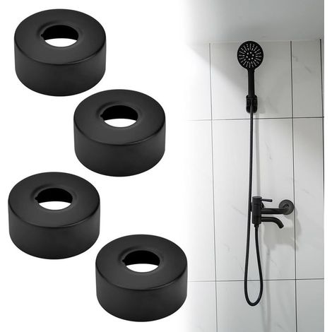 Couvercles 4PCS Rosace Mitigeur Douche, Rosace Robinet Noir Cache Radiateur Amovible Acier Inoxydable Rosace Radiateur Cache Tuyau pour Salle de Bain, Douche, Robinet, Radiateur (25 mm) (1/5)