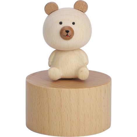 Boîte à musique mécanique en bois ours pour enfants - Idée cadeau anniversaire et fêtes (1/5)