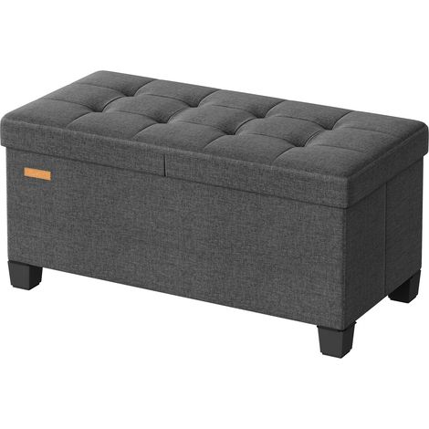 Coffre de Rangement Pliable, Banc d’Appoint avec Pieds, pour Chambre, Salon, Tissu Façon Lin, 76 cm, Gris (1/5)