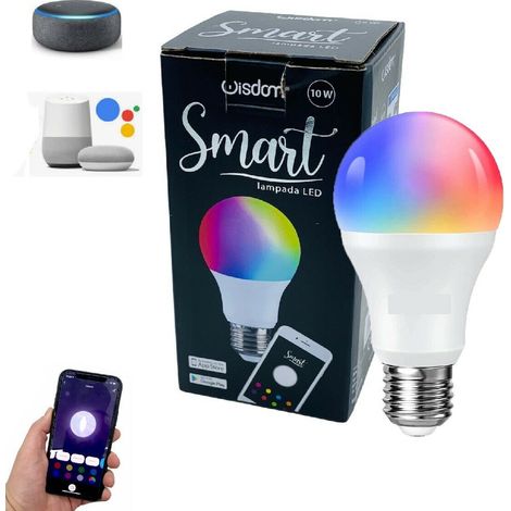 Lampadina Lampada luce Led RGB WIFI Smart E27 App con google assistant e Alexa