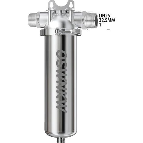 Système de filtration d'eau pour toute la maison, 10 pouces, pré-filtre en acier inoxydable 316L avec manomètre, 8L/minute, design durable et facile à nettoyer, DN25 (1/2)