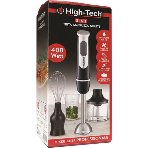 HIGH-TECH FRULLATORE AD IMMERSIONE IN ACCIAIO 3IN1 DA 400WATT A 2 VELOCITÀ (1/4)