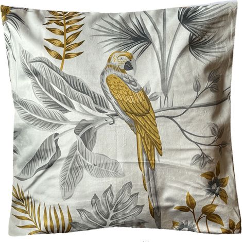 Housse de coussin toucher velours 45 x 45 cm - Perroquet (1/3)