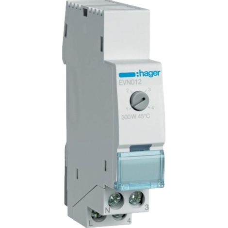Hager – Télévariateur universel 300W – Compatible CFL et LED 60W – Commande par bouton-poussoir – Installation sur rail DIN