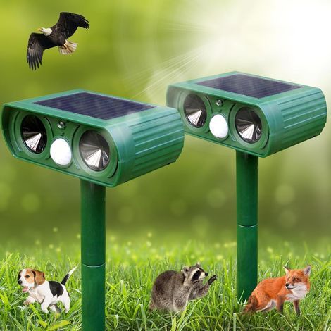Set di 2 repellenti esterni per gatti e cani con rilevamento di movimento per conigli, uccelli, procioni e volpi (1/4)