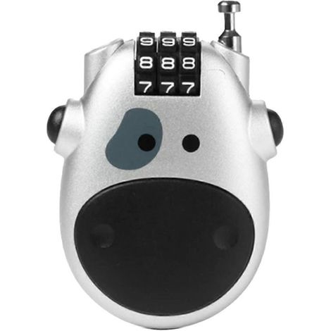 Cadenas télescopique à code avec motif vache et câble en acier rétractable -- (1/5)
