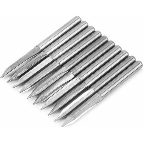 10 Stück 3,175 mm Fräser aus Wolframstahl für Holzschnitzerei und Gravur, 30° x 0,3 mm (1/5)