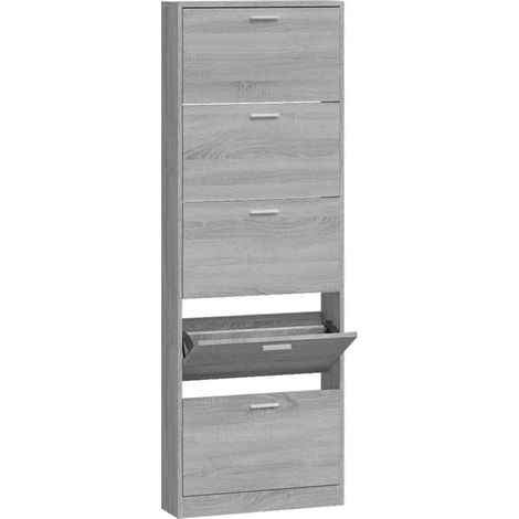 vidaXL Scarpiera Grigio Sonoma 59x17x169 cm in Legno Multistrato