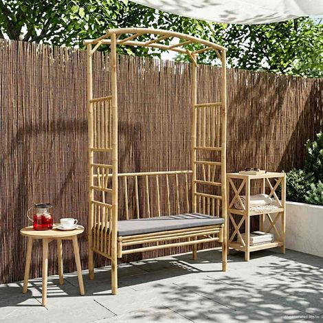 vidaXL Arco da Giardino con Panchina Grigio Scuro 115 x 50 x 205