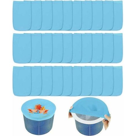 Piscine Filtre Skimmer,30 Chaussettes de Skimmer de Piscine Filet D'écumoire,Filtre Chaussette Skimmer Piscine pour Panier ,Bleu (1/5)