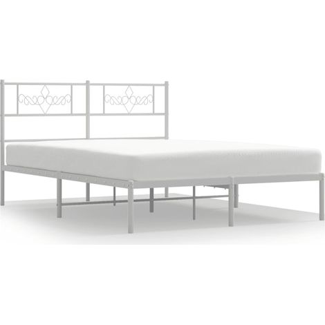 Maison Exclusive - Cadre de lit métal sans matelas et tête de lit blanc 140x190 cm