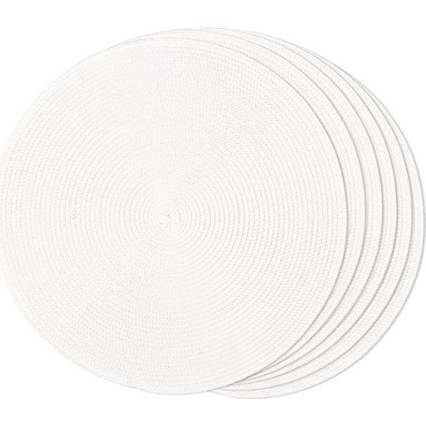 Juego de 6 manteles individuales redondos tejidos - lavables - antideslizantes - 38 cm - Beige (1/5)