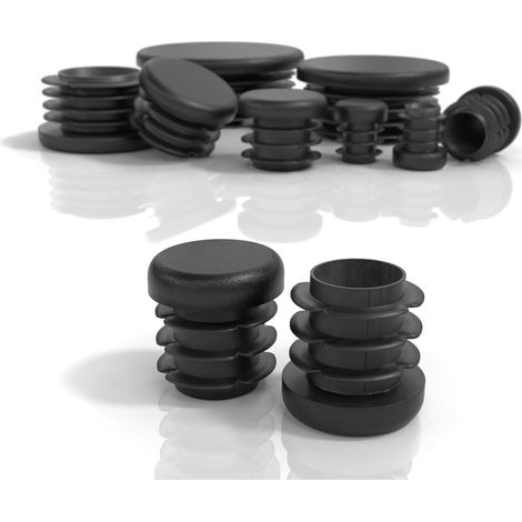 Bouchons ronds pour tubes métalliques - 20 pièces - Polyéthylène noir - Protection sols et réduction bruit - Chaises tables canapés - Diamètre 18 mm (1/5)