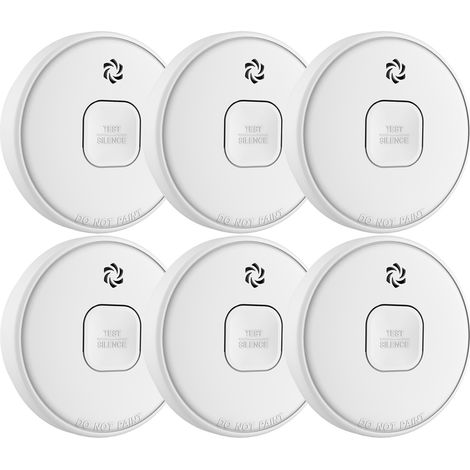 6er Set ELRO Rauchmelder mit 10 Jahres Batterie - Große Testtaste, Ø 10cm