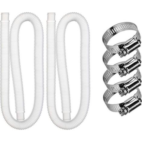 Tuyau de rechange pour piscines hors sol – 2 tuyaux souples pour pompe de filtration avec 4 colliers métalliques (diamètre : 32 mm, longueur : 1,5 m) (1/5)