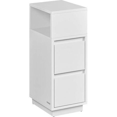 Vasagle – Table de chevet blanc nuage avec 2 tiroirs – Compartiment ouvert flexible – Dimensions 30x25x65 cm – Panneau d'aggloméré et MDF (1/5)
