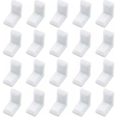 40x Équerres de Fixation en L pour Meubles – Supports Muraux Robustes avec Embouts Plastique Blancs, Idéal pour Étagères et Placards (1/5)