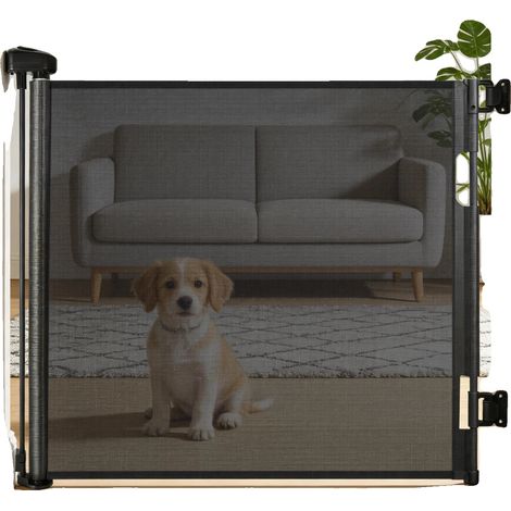 Barrière pour animaux, Matériau ABS durable, Dimensions 86 x 180 cm, Mécanisme de verrouillage à une main, Largeur réglable, Options d'installation doubles (1/5)