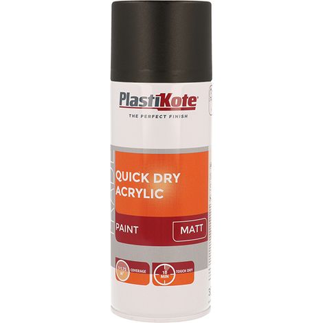 PlastiKote Trade Quick Dry Acrylic Spray Paint in Matte Black – 400ml (PKT71008)