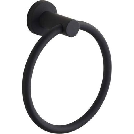 Black Stainless Steel 304 Bathroom Towel Ring Wall Mounted, Bathroom Towel Holder, Bath Towel Rack (1/5)