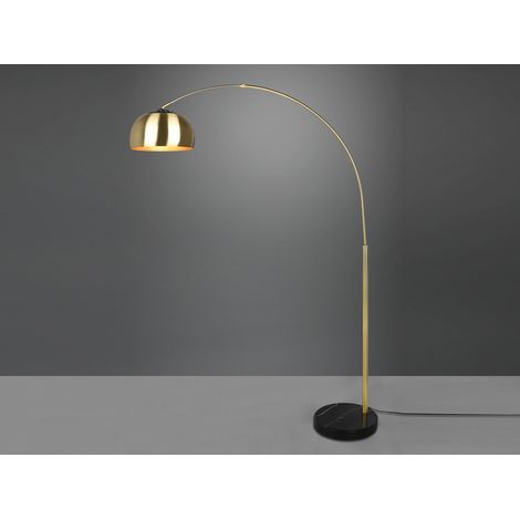 Bogenlampe ARGENTINA Messing matt Fuß Schwarz große Ausladung, Höhe 200cm