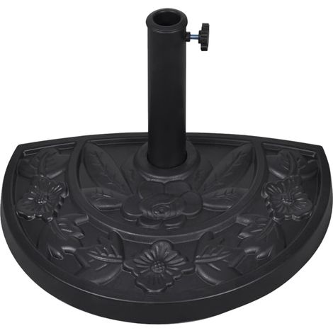 Vidaxl – Socle de parasol demi-rond en résine et acier – Base robuste 9 kg – Adaptateurs pour parasol 38/48 mm – Taille Φ 500 x 330 mm
