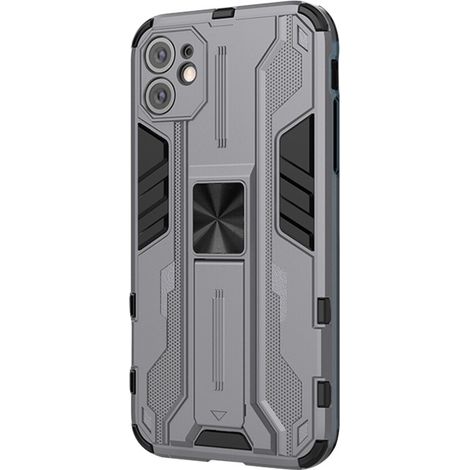 Esta funda de doble capa a prueba de golpes de grado militar está diseñada para el iPhone 11. Cuenta con un soporte de anillo para una sujeción segura y soporte magnético. (1/2)