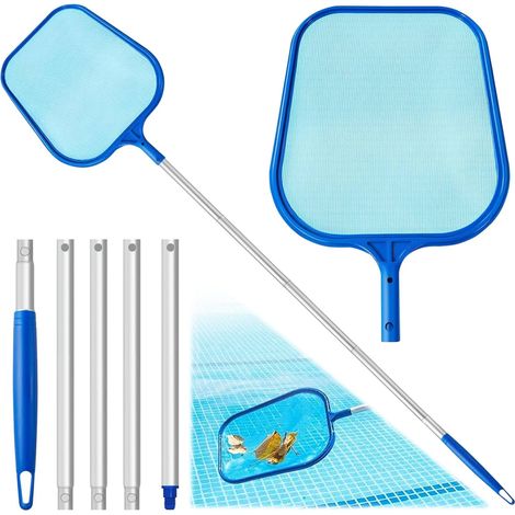 1 Épuisette, Manche télescopique aluminium, Mailles fines, Nettoyage feuilles, Piscine spa étang