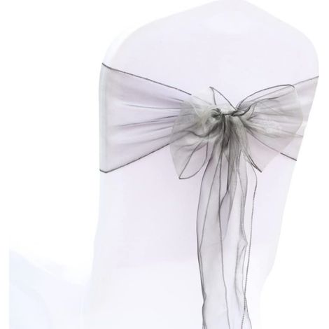 10 Stuhlschleifen aus silbernem Organza für Hochzeitsdekorationen, Stuhlverzierungen für die Zeremonie