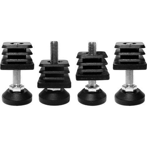 cyclingcolors 4x Piedi regolabile tappo plastica piedino piede quadro tubi sedia mobili nero, 35mm x 35mm