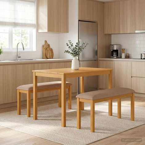 Teenpull – Esstischbank 95 x 32 x 45 cm Massivholz Eiche Grau (1/5)