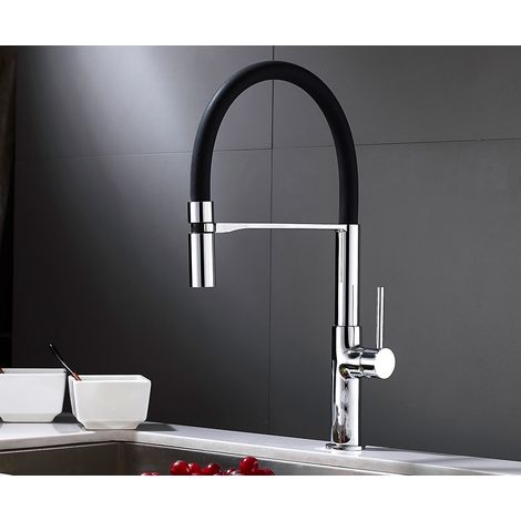Grifería Monomando Fregadera caño Negro B-Cook Cromo (1/3)