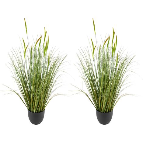 Mophorn Künstliche Graspflanze, 2er-Set 889 mm Rohrkolbengras im Topf, PVC-Dekopflanze, künstliche Grünpflanzen für Zuhause, Garten, Büro, Raumgestaltung, Einweihungsgeschenk, Grün (1/5)