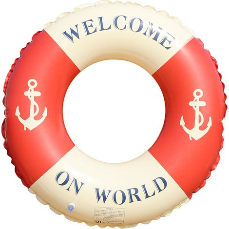 Bouée de natation rétro en PVC épais pour enfants (3-6 ans) et adultes – Bouée flottante rayée sous les aisselles, design bateau rouge avec motif chat – Sécurité, confort et style vintage-lsw