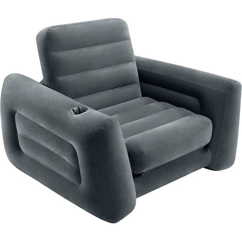 Aufblasbarer Sessel Ausziehbar 117x224x66 cm Dunkelgrau INTEX