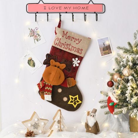 Grand sac cadeau de Noël, chaussette de Noël, sac à bonbons Père Noël, pendentif sapin de Noël, cadeau de Noël (1/3)