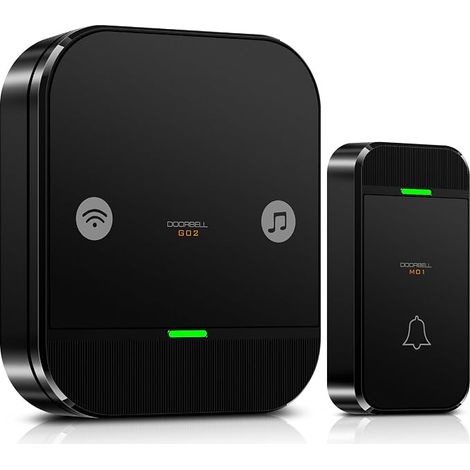 Waterproof Outdoor Wireless Doorbell Home Doorbell 300 m Long Range  Carillon Sans Fil avec Pile, 60 Mélodies, 4 Niveaux Volume, Sonnette Sans Fil Exterieur Etanche pour Maison, Salon, Bureau (1/5)