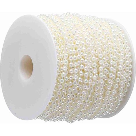 Rideau de perles 40m rouleau perles artificielles ABS 4mm decor mariage anniversaire beige blanc DIY (1/5)