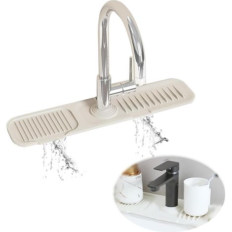 Tapis Evier Cuisine, Tapis de Robinet pour Évier De Cuisine, 45 x 10 cm, Beige Tapis de Séchage Vaisselle en Silicone, Résistant à la Chaleur et Antidérapant, 1 Pièce (1/5)