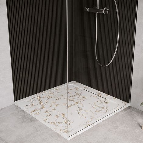 Receveur de douche en pierre naturelle extra plat à poser 90x90cm - blanc marbre - ORIGINE (1/3)