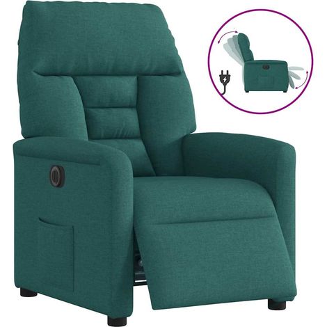 vidaXL Sillón reclinable eléctrico tela verde oscuro (1/5)