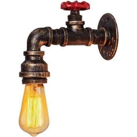Applique Murale Tube d'Eau, Applique Murale Industrielle Vintage Coquimbo, Applique Murale Finition Fer pour Bar, Salon et Chambre (Ampoules Non Incluses) [Classe énergétique A+] - RWLuminaire / éclai (1/4)