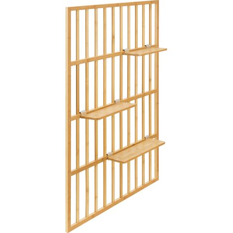 Étagère design intemporel salon chambre meuble de rangement murale 120 x 80 x 13 cm bambou naturel (1/5)