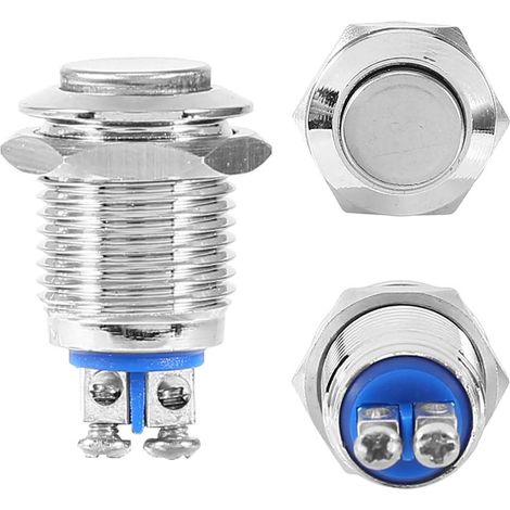 Bouton Poussoir Momentané 12V Étanche Métal 12mm Interrupteur Électrique pour Démarrage Industriel (1/5)