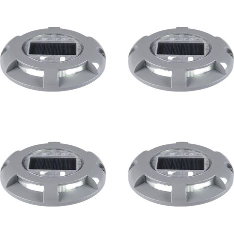 Lampe Solaire - 4 LED - Aluminium - Étanche IP68 - Blanc Chaud - Pour Terrasse Jardin Allée Escaliers - 1 Pièce
