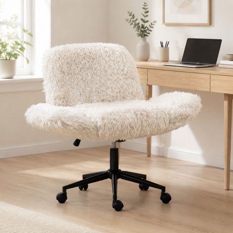 Sedia da ufficio girevole con ruote, altezza regolabile, braccioli ribaltabili, beige HAVRYA (1/5)